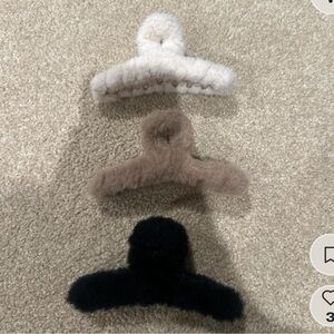 3 neutral claw clips - white, black, and brown